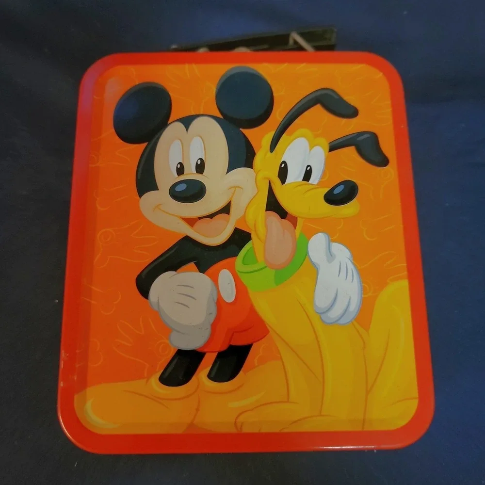 Disney Mickey Minnie Hawaiian Luau Cake Topper Lot Pluto‎ Metal Lunch Box Tin